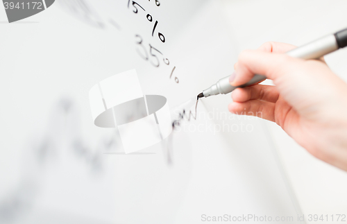 Image of close up of hand drawing graph on white board