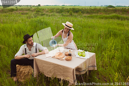 Image of The healthy natural food in the field. Family dinner