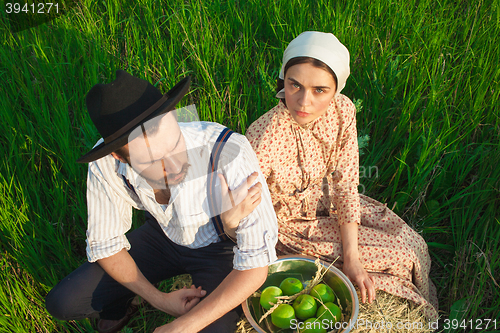 Image of The healthy natural food in the field. Family dinner