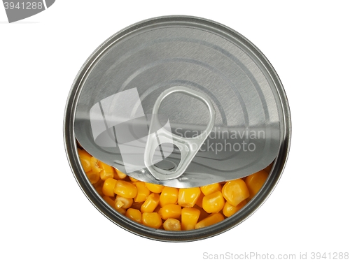 Image of Canned corn on white