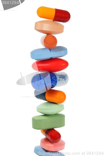 Image of Stacked pills on white
