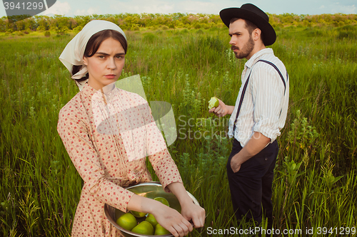Image of The healthy natural food in the field. Family dinner
