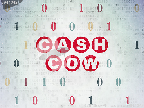 Image of Finance concept: Cash Cow on Digital Data Paper background
