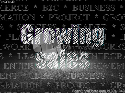 Image of Business concept: Growing Sales in grunge dark room