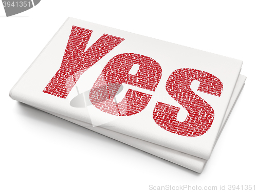 Image of Business concept: Yes on Blank Newspaper background