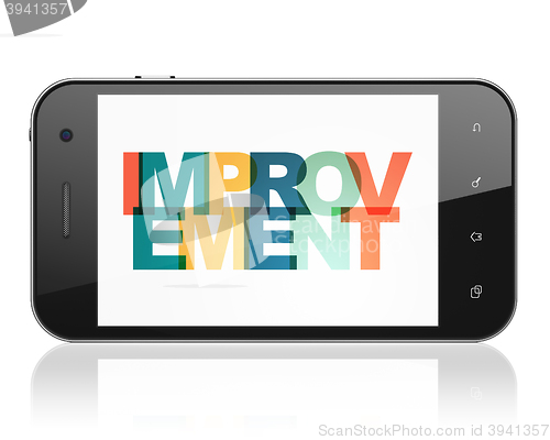 Image of Finance concept: Smartphone with Improvement on  display