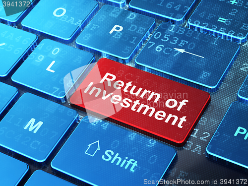 Image of Business concept: Return of Investment on computer keyboard background