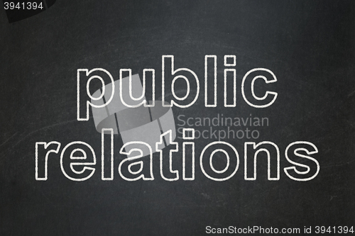 Image of Advertising concept: Public Relations on chalkboard background