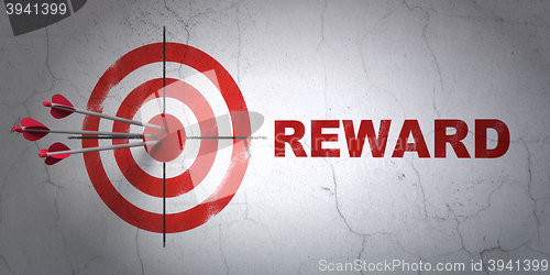 Image of Finance concept: target and Reward on wall background
