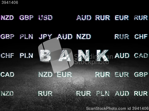 Image of Money concept: Bank in grunge dark room