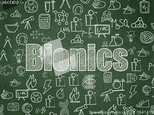 Image of Science concept: Bionics on School board background
