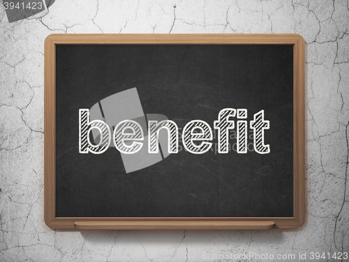 Image of Finance concept: Benefit on chalkboard background