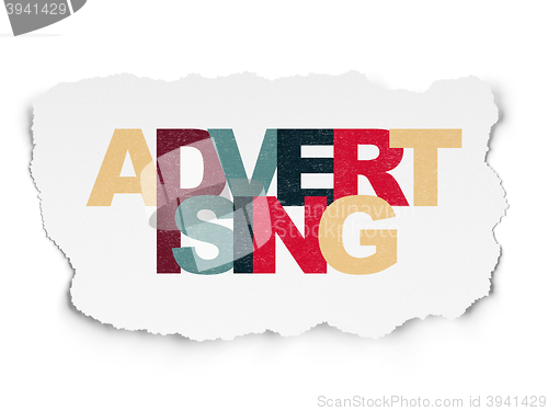 Image of Advertising concept: Advertising on Torn Paper background