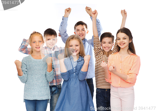 Image of happy children celebrating victory