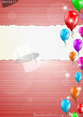 Image of backgroud with balloons and torn paper