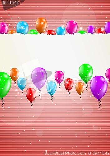 Image of backgroud with balloons and torn paper