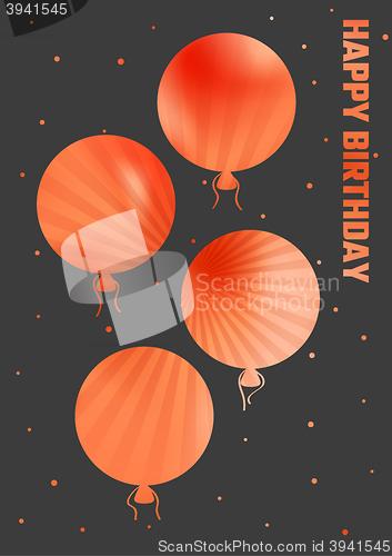 Image of birthday illustration with color ballons