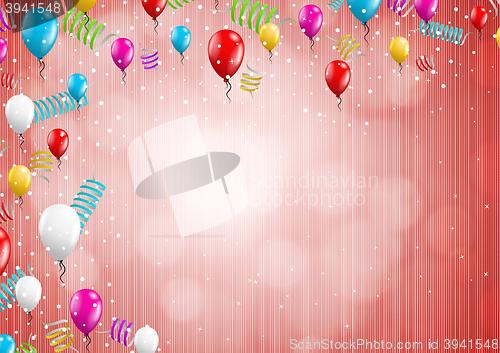 Image of background with balloons and confetti