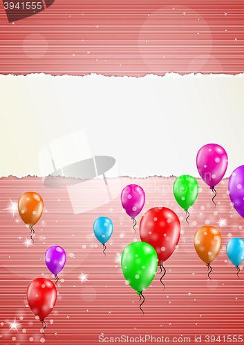 Image of backgroud with balloons and torn paper