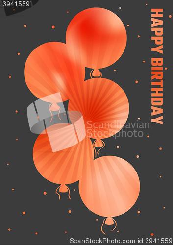 Image of birthday illustration with color ballons