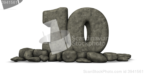 Image of stone number ten on white background - 3d rendering