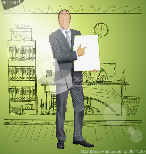 Image of Vector Businessman With Empty Write Board