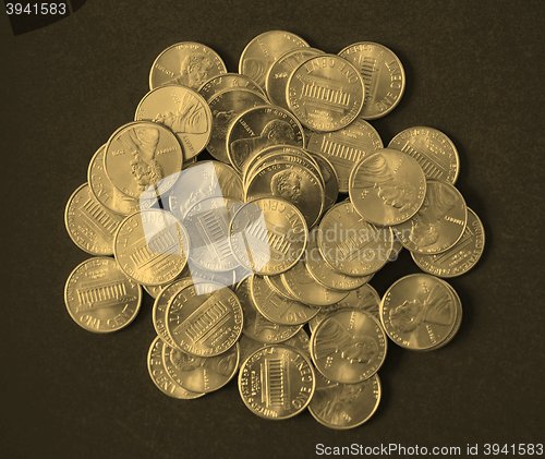 Image of Dollar coins 1 cent wheat penny cent - vintage