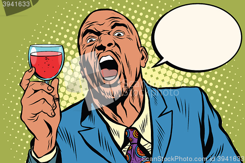 Image of Emotional strong black man toast wine holiday