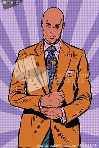 Image of Retro African American businessman in elegant suit