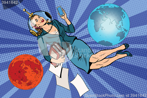 Image of Cosmic business woman astronaut