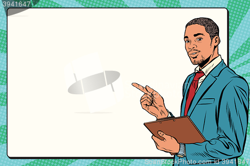 Image of Beautiful black businessman presentation