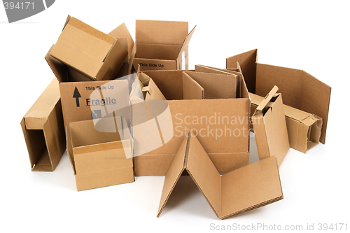 Image of Pile of used cardboard boxes