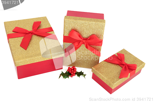 Image of Christmas Gold Glitter Gift Boxes