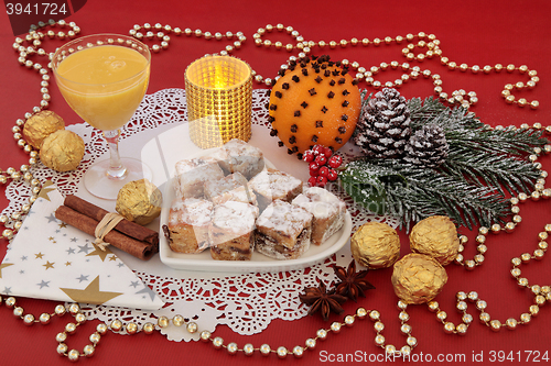Image of Christmas Stollen Cakes and Egg Nog