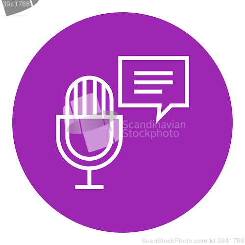 Image of Microphone with speech square line icon.