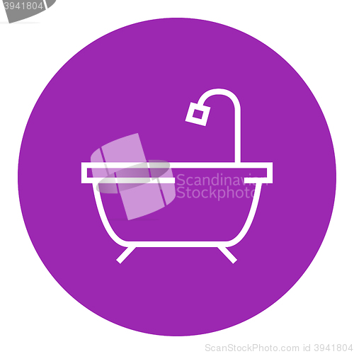 Image of Bathtub with shower line icon.