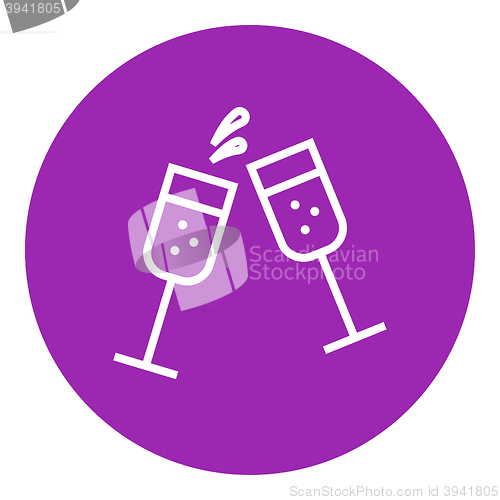 Image of Two glasses of champaign line icon.