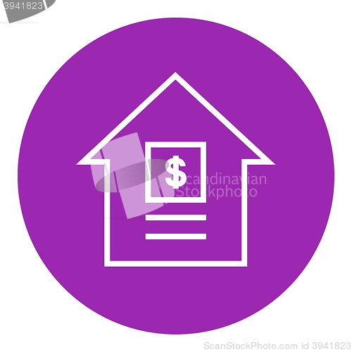 Image of House with dollar symbol line icon.