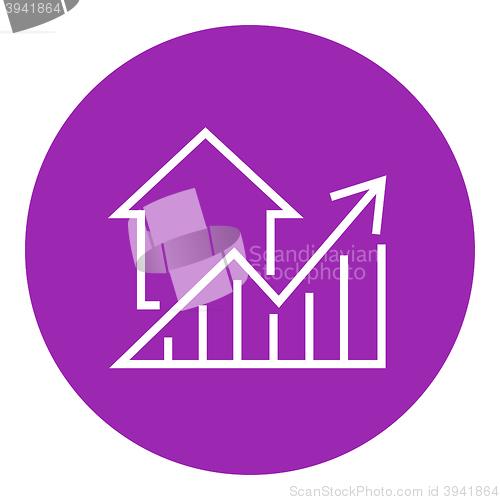 Image of Graph of real estate prices growth line icon.