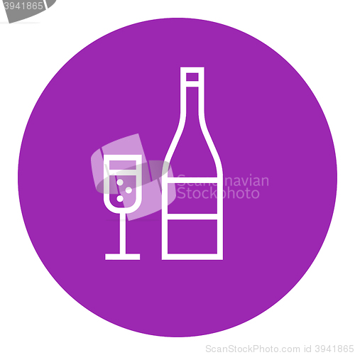 Image of Bottle of champaign and glass line icon.