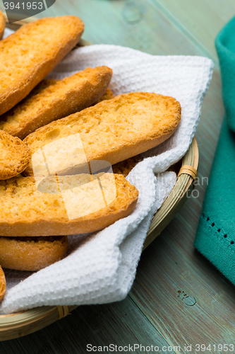 Image of Toast bread on a wooden table