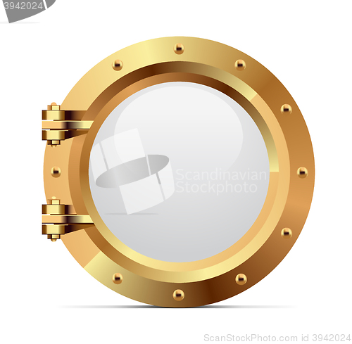 Image of Ship metal porthole on white background