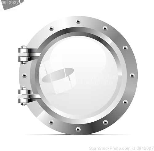 Image of Ship metal porthole on white background