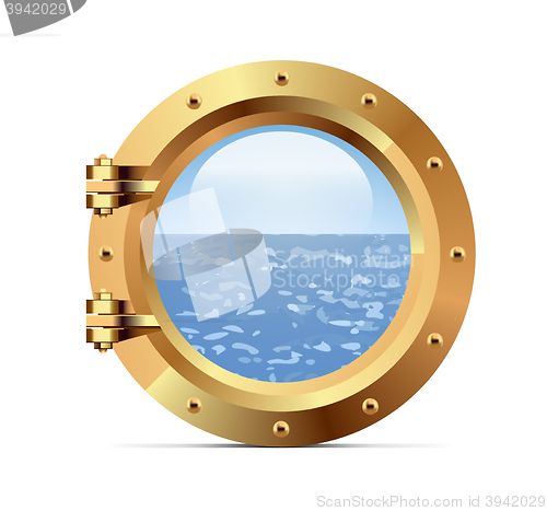 Image of Ship metal porthole on white background
