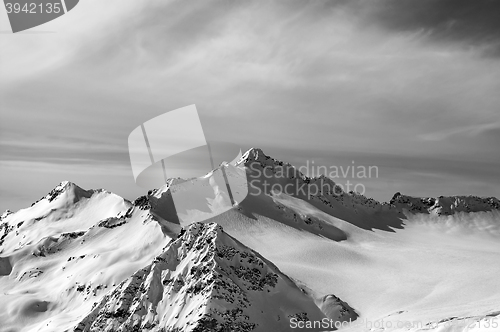 Image of Black and white view from the ski slope