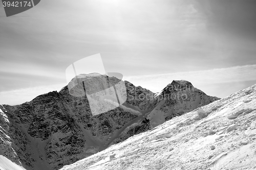 Image of Black and white off-piste slope