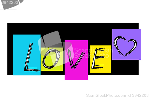 Image of Word ''Love'' with abstract heart 