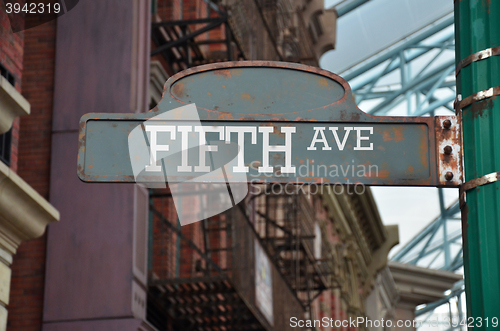 Image of Image of a street sign for Fifth avenue, New York