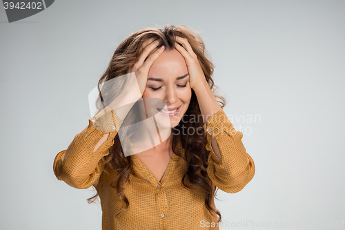 Image of The young woman\'s portrait with pain emotions