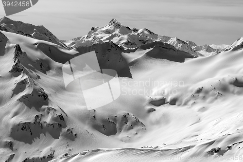 Image of Black and white view on snowy peaks